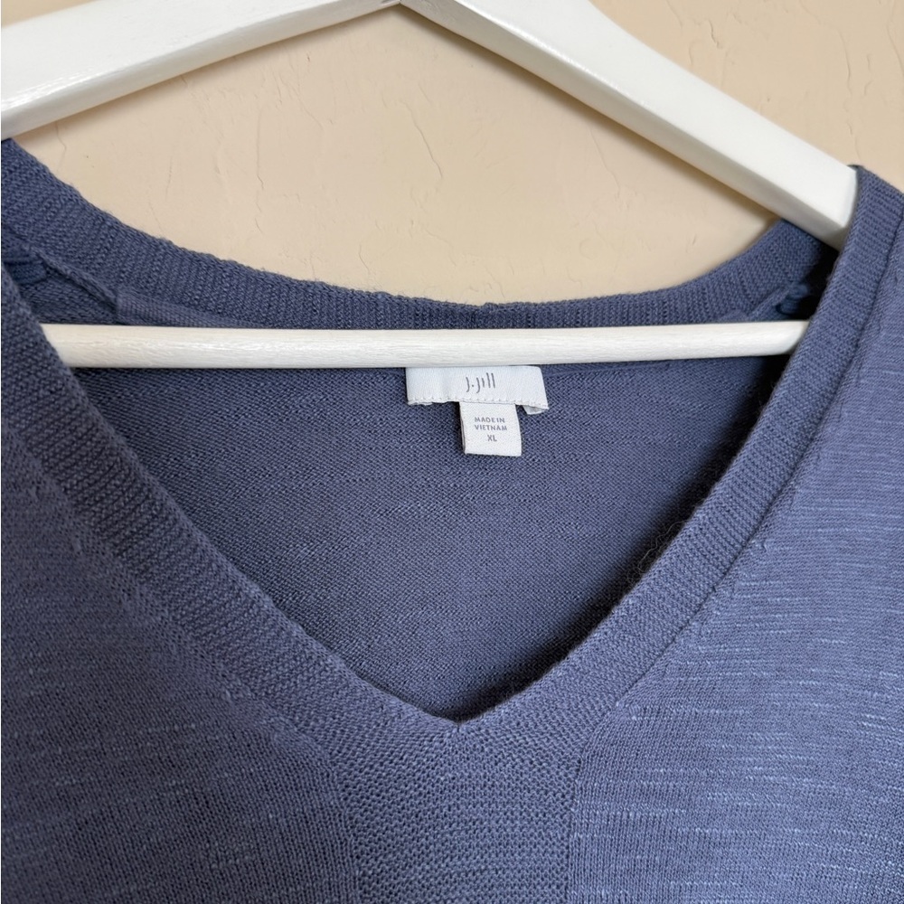 J Jill Eclipse Linen Blend Pullover Sweater Blue Cotton Lightweight Women’s XL - Picture 3 of 8
